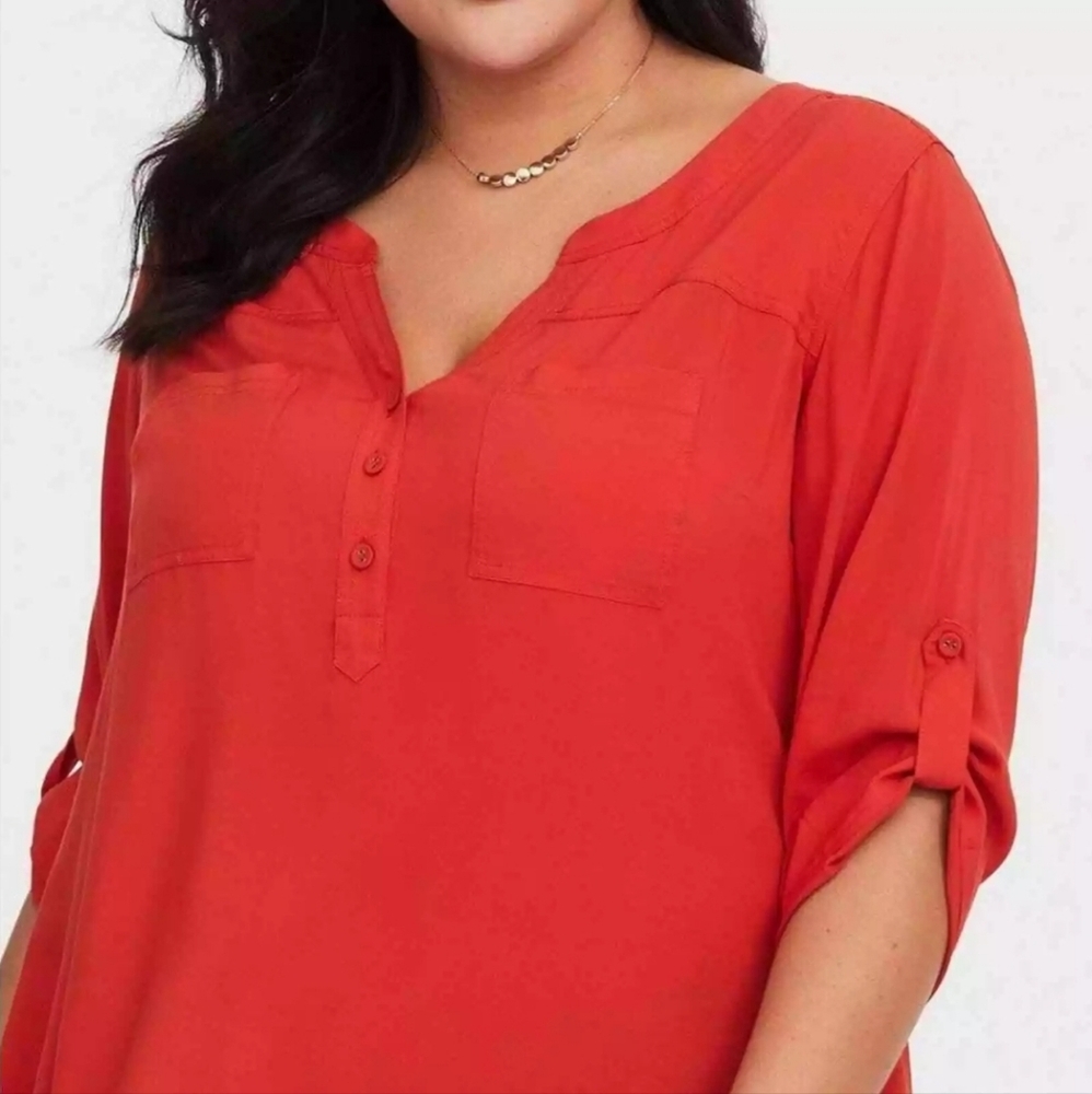 Torrid Harper Georgette Pullover 3/4 Sleeve Blouse